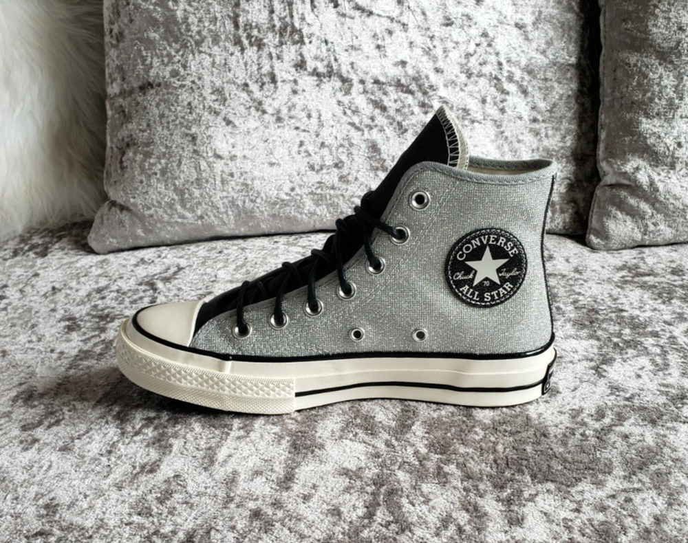 Converse Chuck 70 Womens High Top Sneakers Silver Glitter Black Size 7